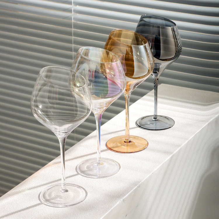 Beveled Crystal Goblet Electroplated Elegant Beverage Glass