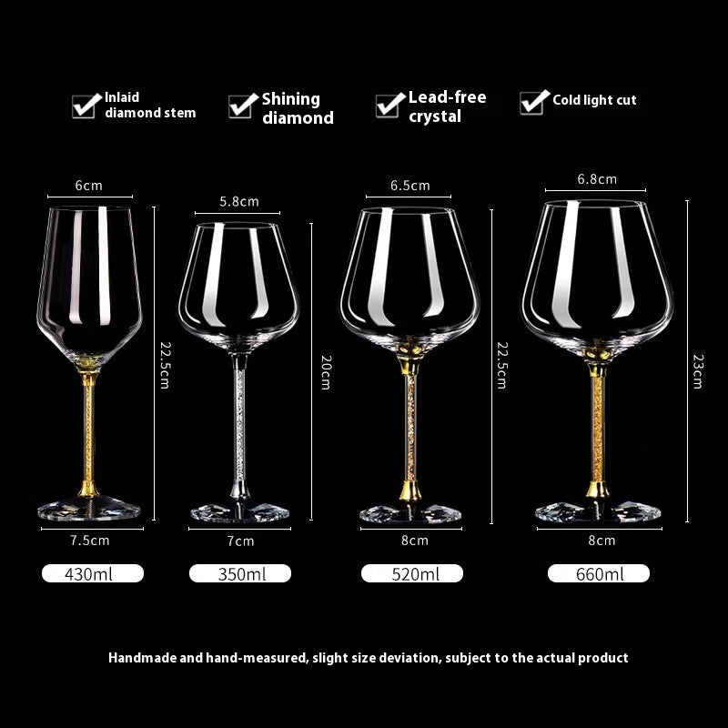 Crystal White Diamond Gold Foil Goblet Drinking Glass