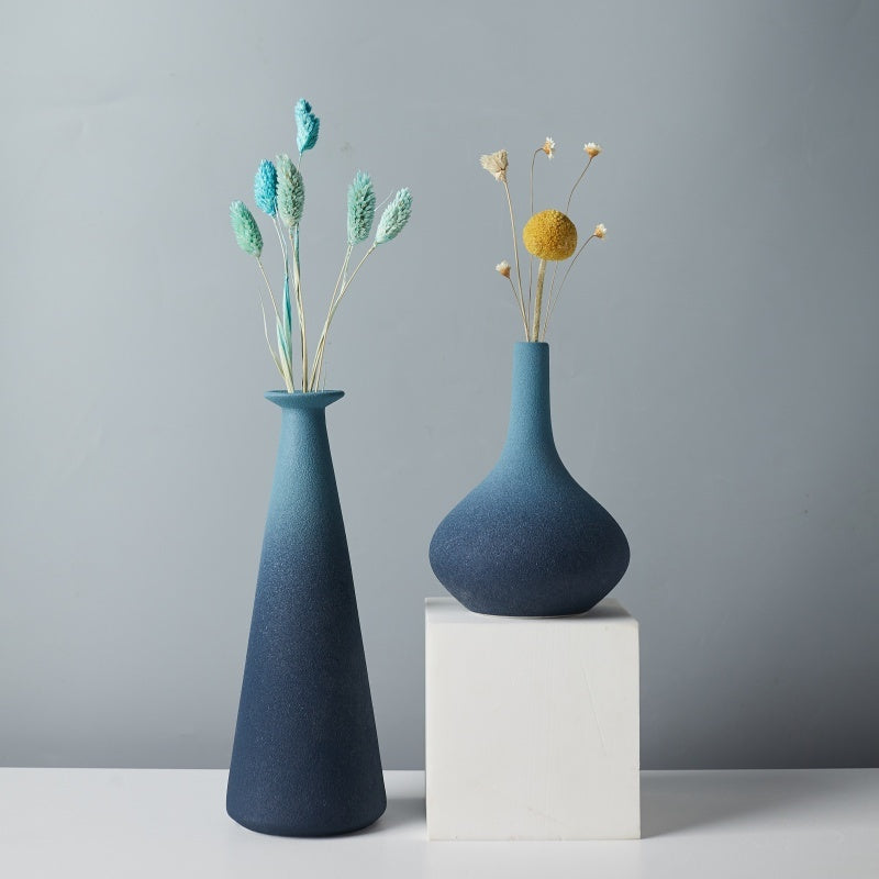 Nordic Simple Blue Ceramic Vase Home Decoration