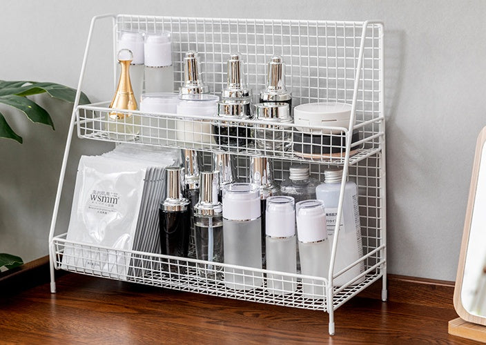 Wrought Iron Double Layer Kitchen Storage Rack Organizer