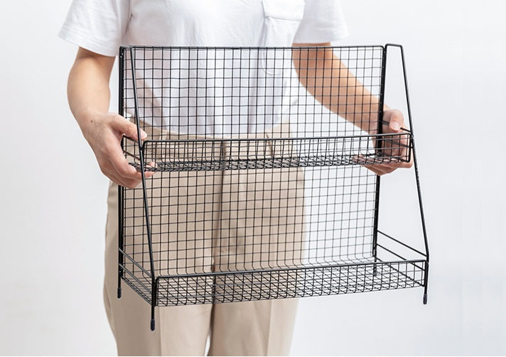 Wrought Iron Double Layer Kitchen Storage Rack Organizer