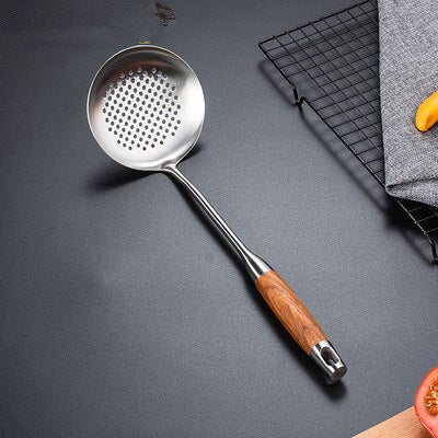 304 Stainless Steel Wooden Handle Kitchen Spoon Utensil