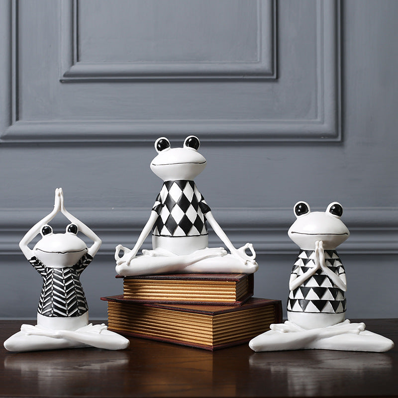 Cute Frog Figurine TV Cabinet Office Room Decor Accent