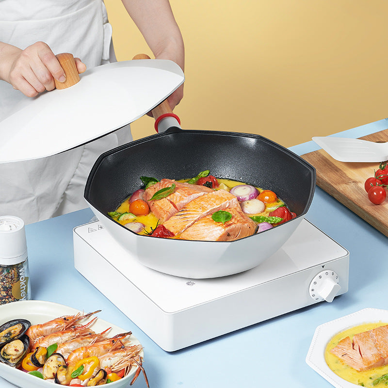 Maifan Stone Non Stick Wok Oil Smoke Free Cookware Induction Gas Pan