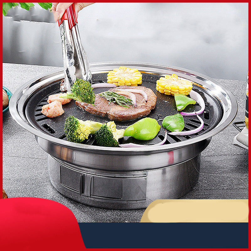Portable Stainless Steel Charcoal BBQ Grill Korean Round Outdoor Grill