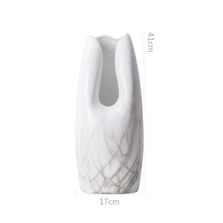 Marbled White Ceramic Vase Home Decor Accent