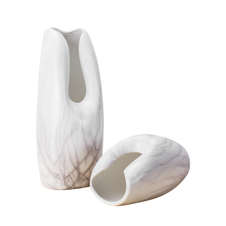 Marbled White Ceramic Vase Home Decor Accent
