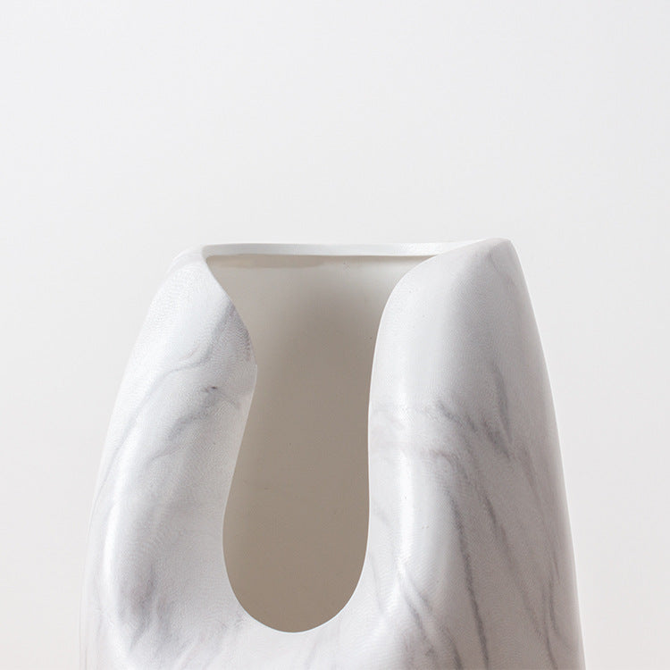 Marbled White Ceramic Vase Home Decor Accent
