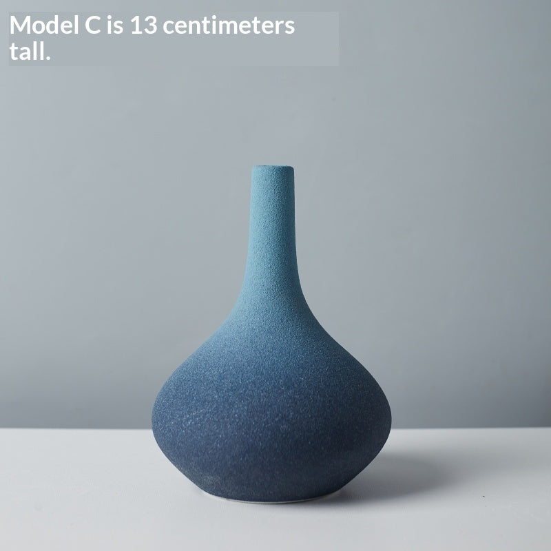 Nordic Simple Blue Ceramic Vase Home Decoration