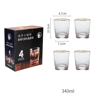 Crystal Glass Whiskey Tumbler Set For Home Beverage Use