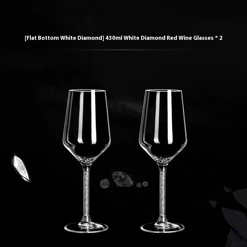 Crystal White Diamond Gold Foil Goblet Drinking Glass
