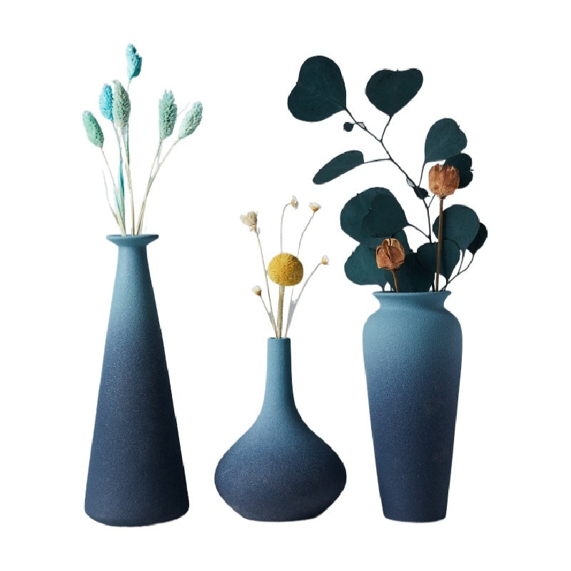 Nordic Simple Blue Ceramic Vase Home Decoration