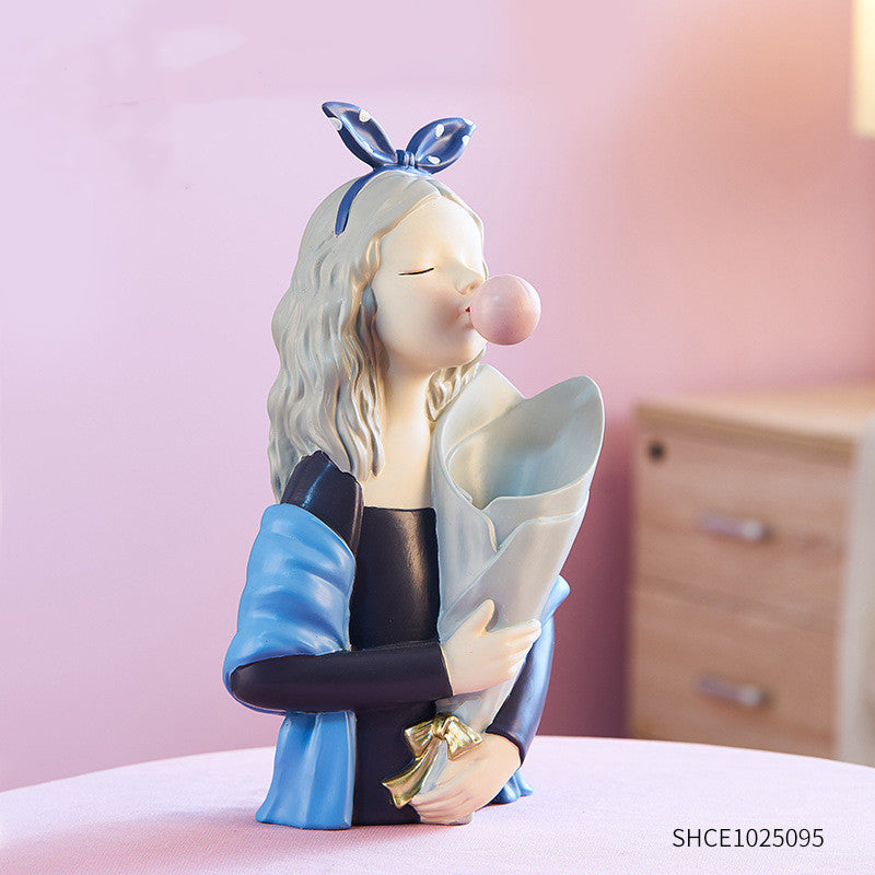 Nordic Style Resin Girl Figurine Abstract Home Decor Sculpture