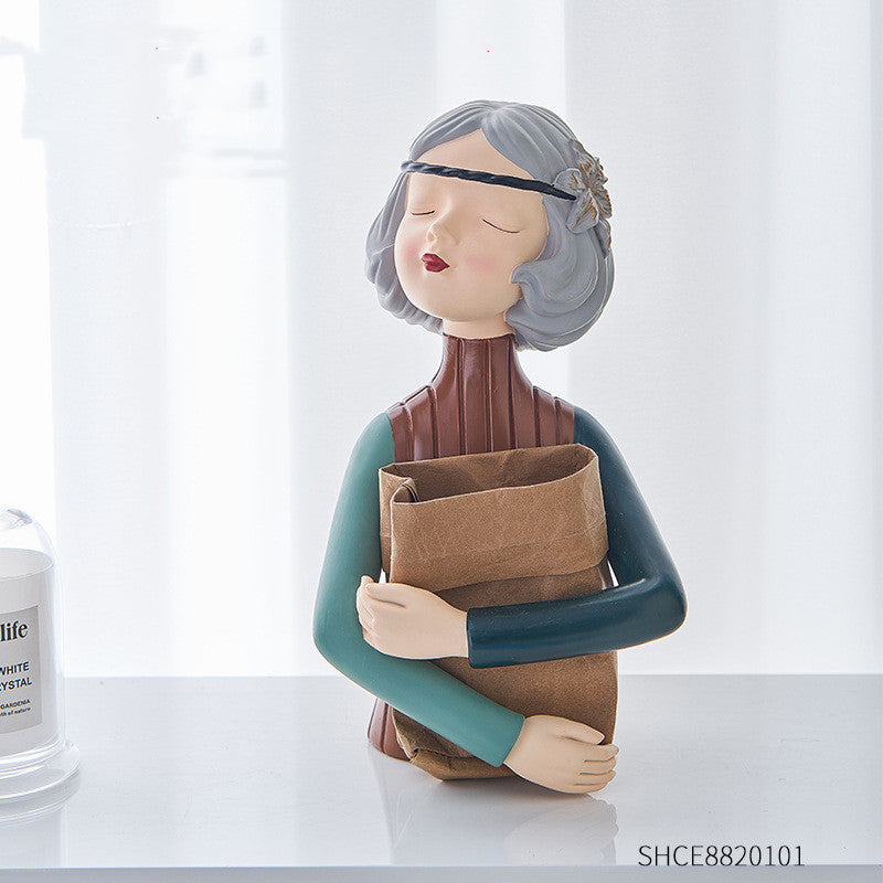 Nordic Style Resin Girl Figurine Abstract Home Decor Sculpture