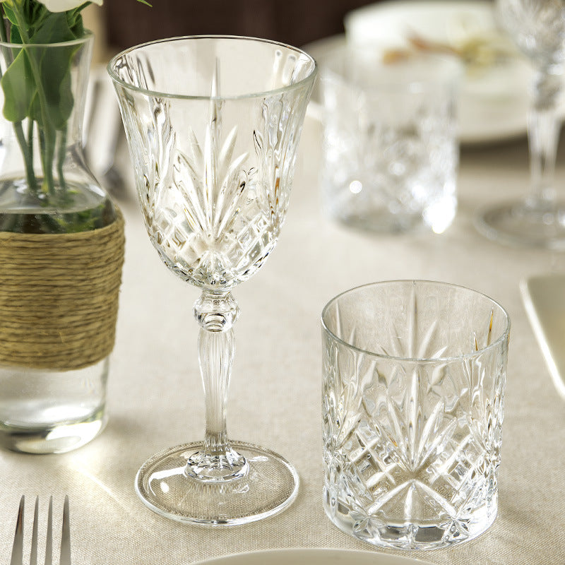 Carved Crystal Goblet For Elegant Beverage Serving