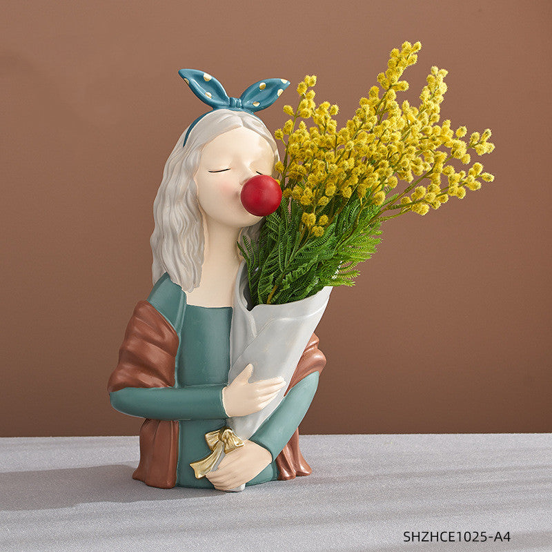 Nordic Style Resin Girl Figurine Abstract Home Decor Sculpture