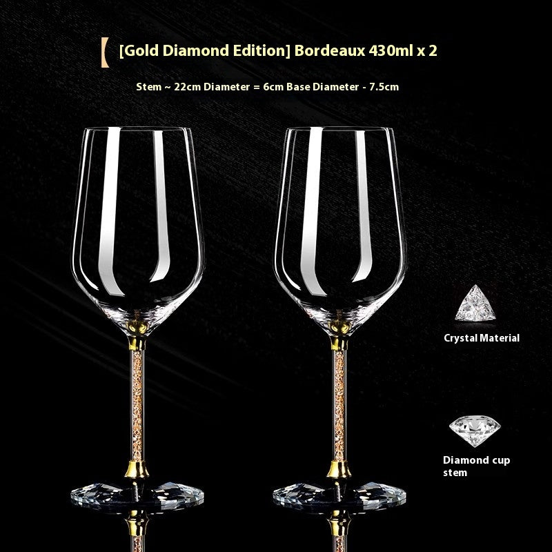 Crystal White Diamond Gold Foil Goblet Drinking Glass