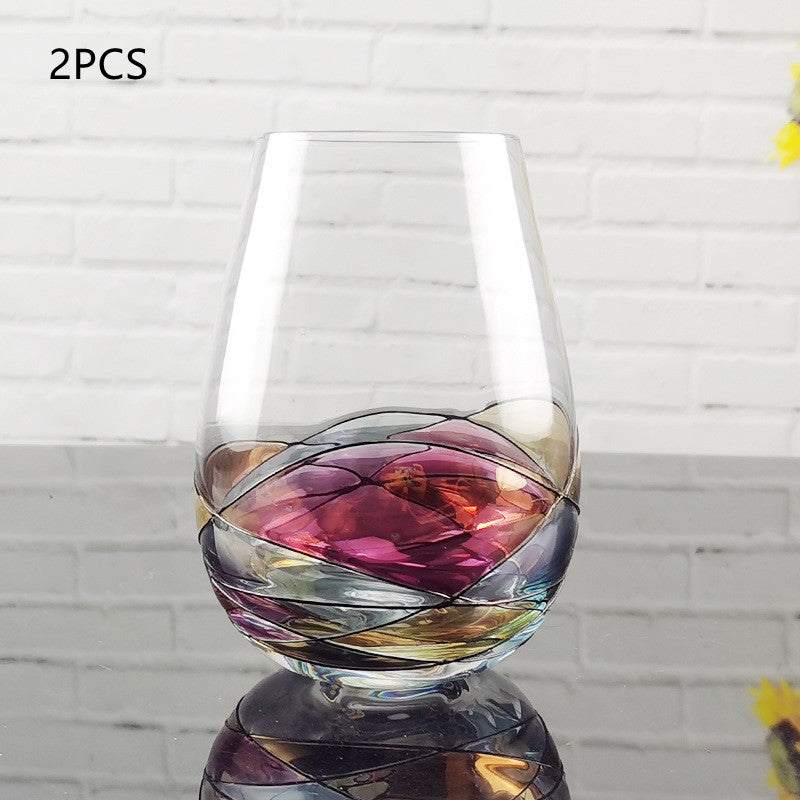 Colored Crystal Goblet For Household Beverage Serving
