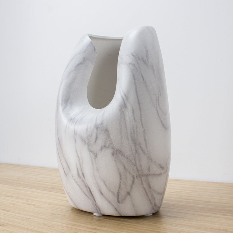 Marbled White Ceramic Vase Home Decor Accent