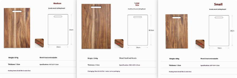 Square Acacia Wood Large Cutting Board Steak Household Chopping Board
