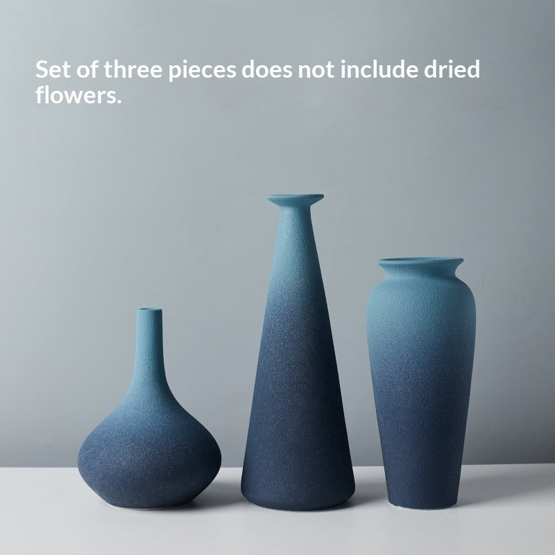 Nordic Simple Blue Ceramic Vase Home Decoration