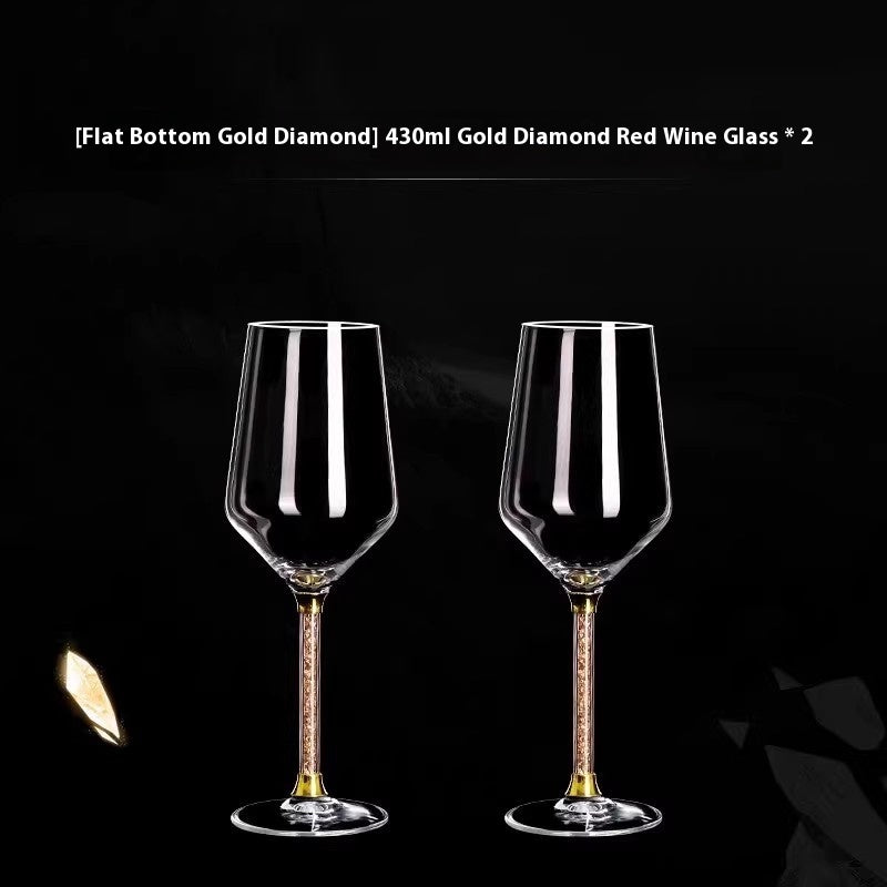 Crystal White Diamond Gold Foil Goblet Drinking Glass
