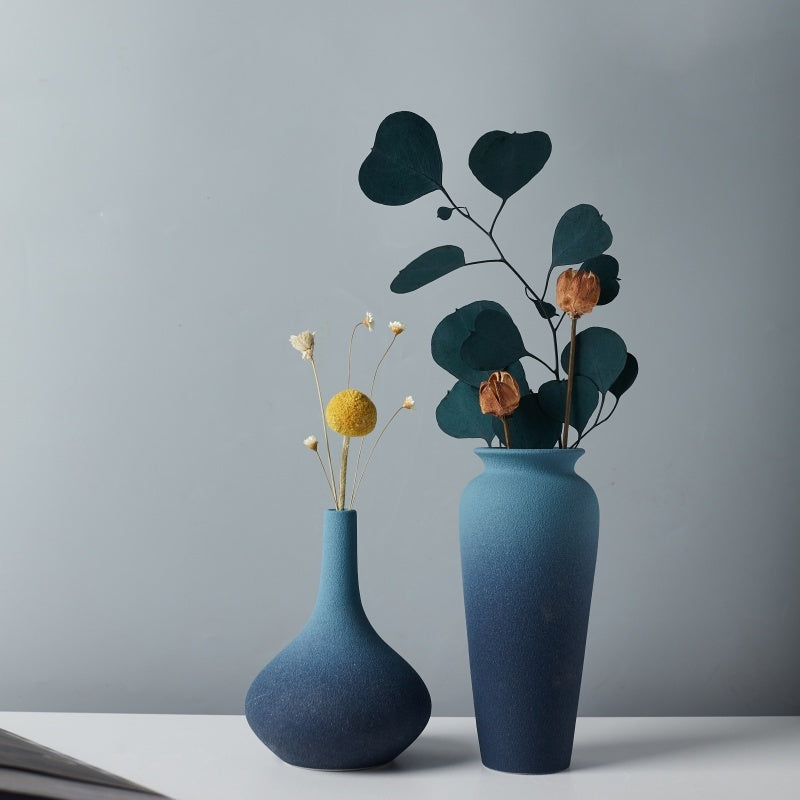 Nordic Simple Blue Ceramic Vase Home Decoration